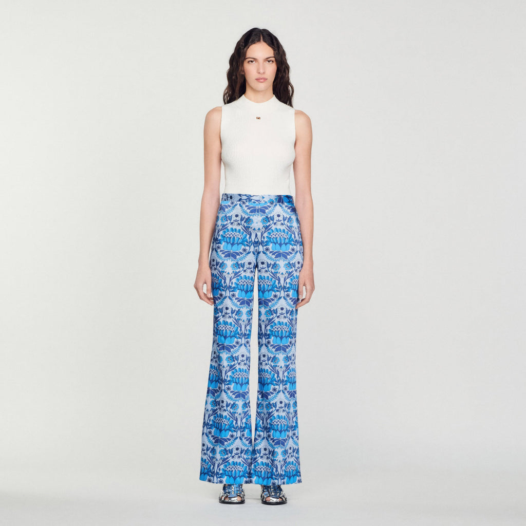Fluid Scarf Print Trousers