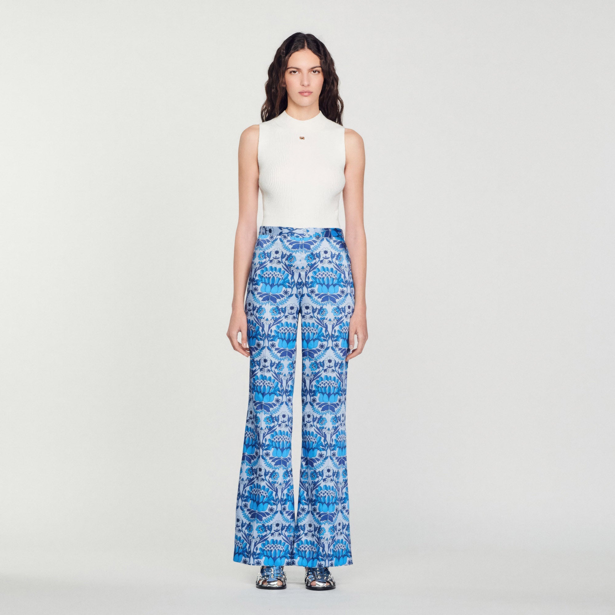Fluid Scarf Print Trousers