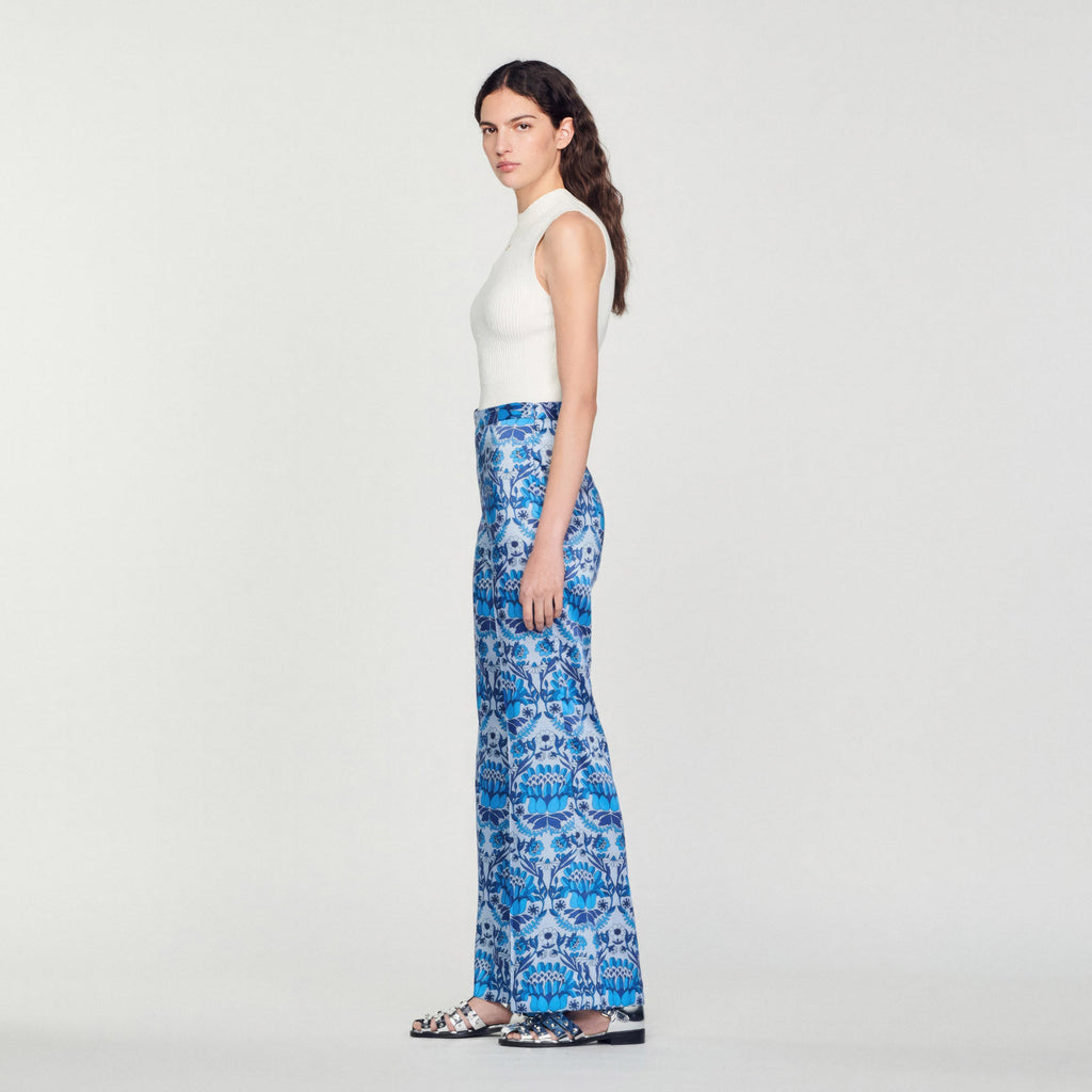Fluid Scarf Print Trousers