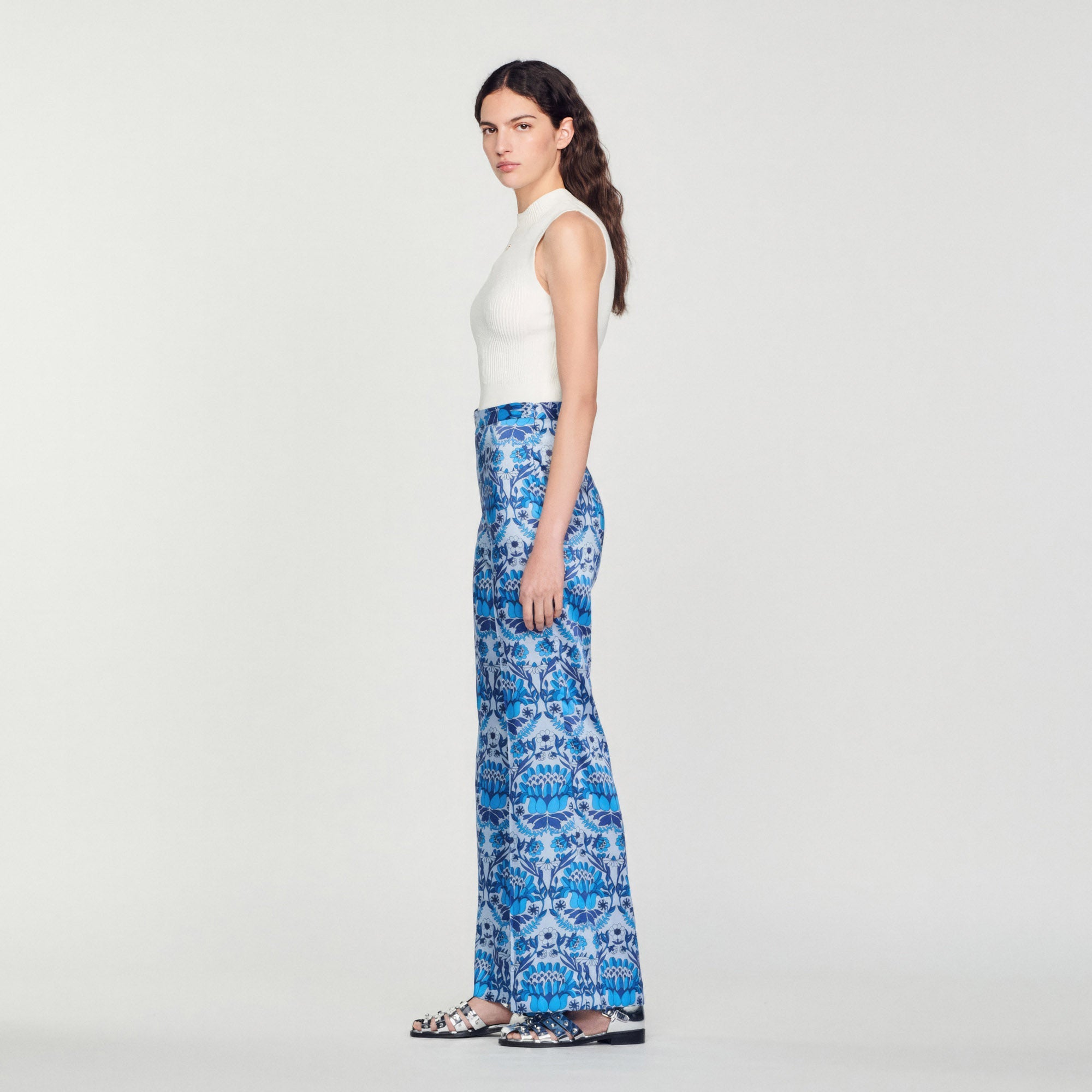 Fluid Scarf Print Trousers