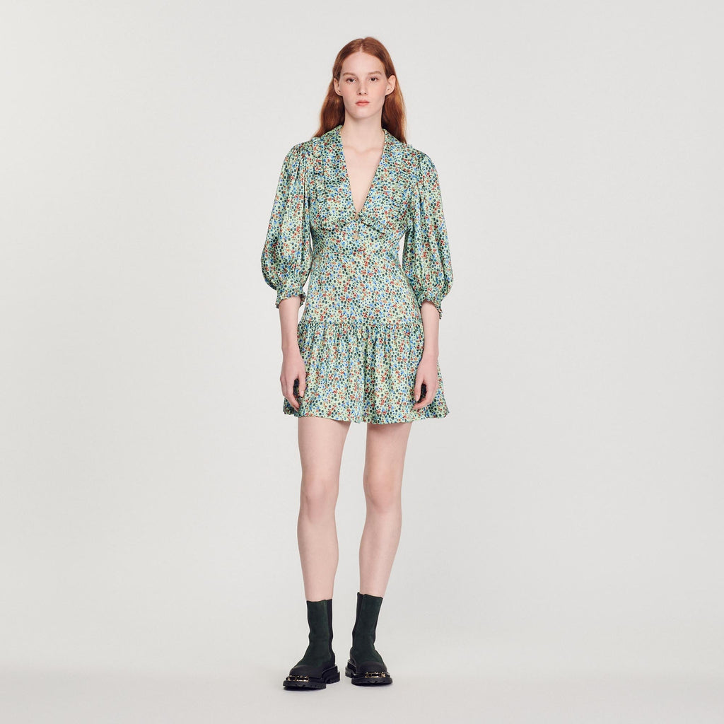 Robe Courte Fluide Imprimé Fleuri
