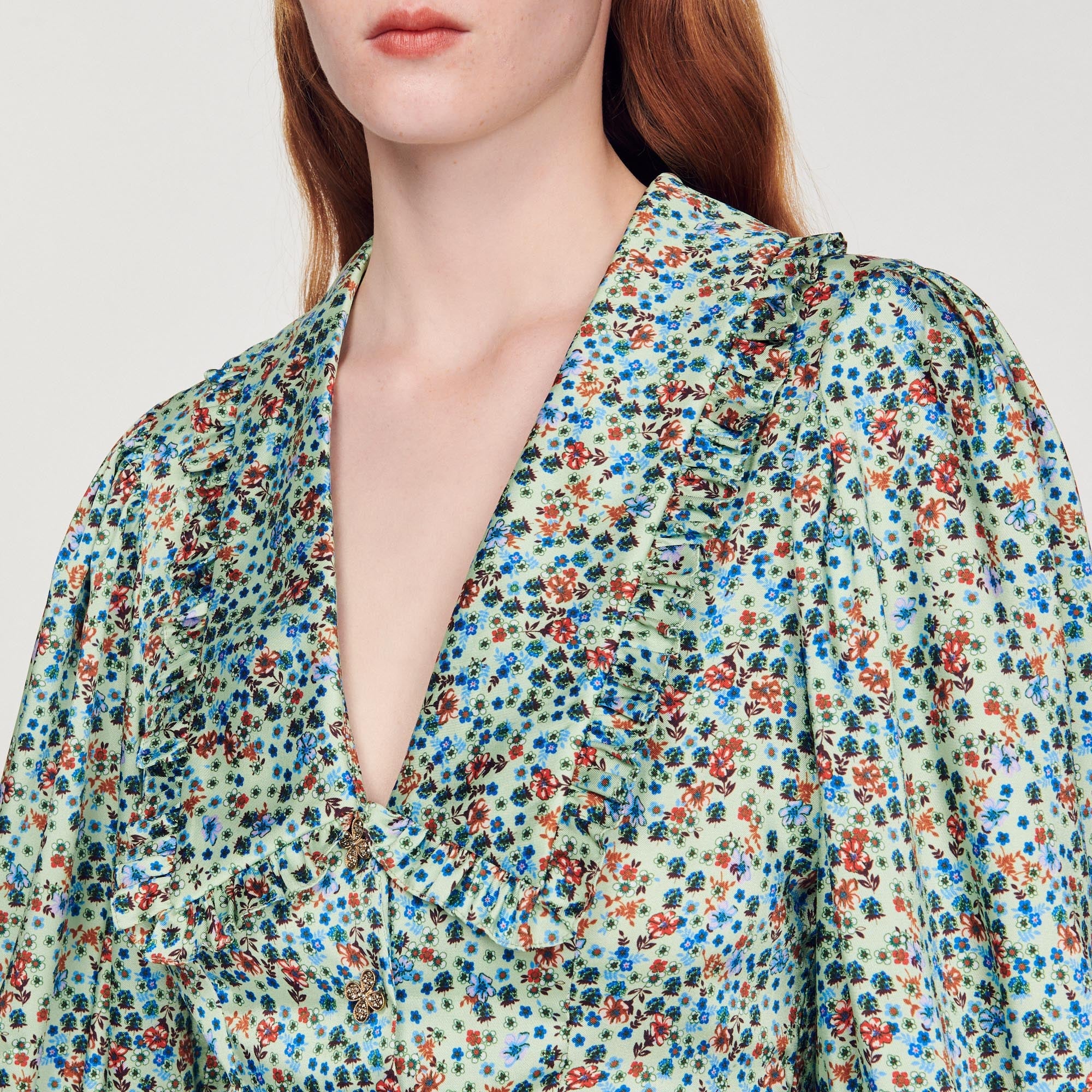 Robe Courte Fluide Imprimé Fleuri