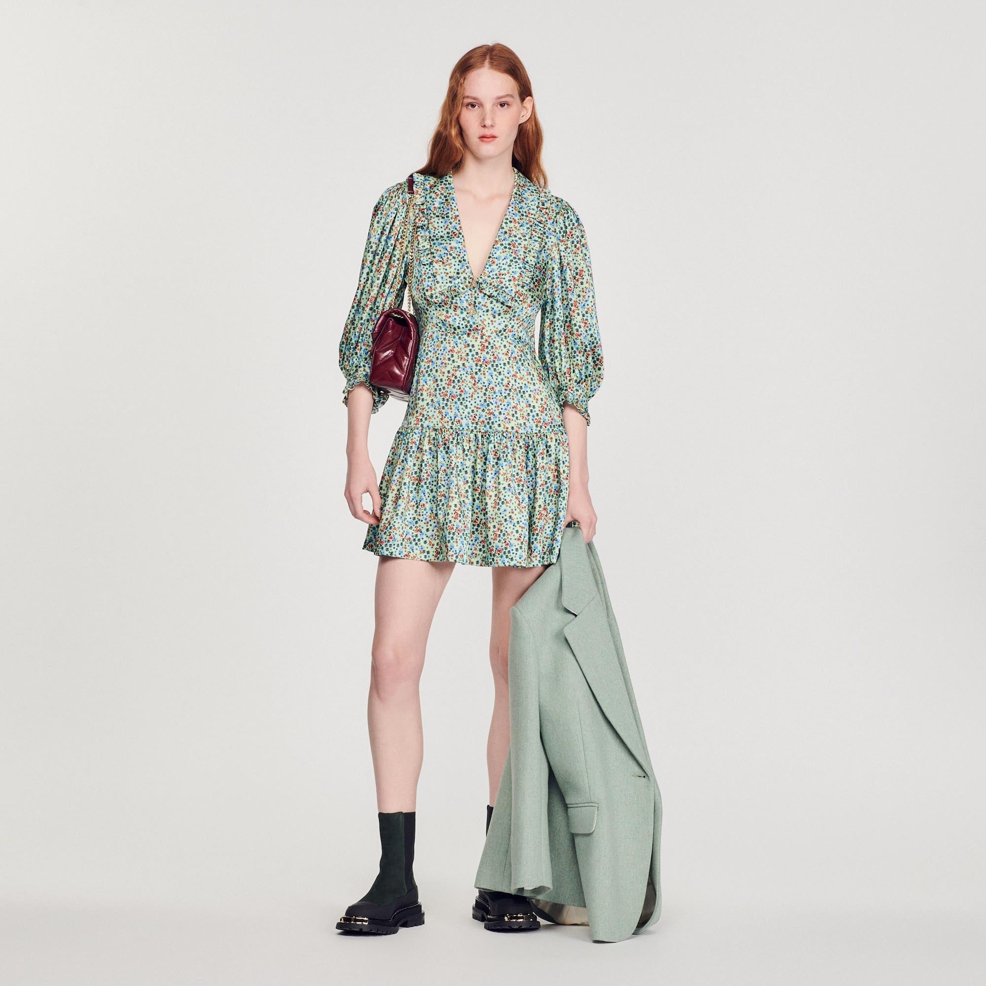 Robe Courte Fluide Imprimé Fleuri