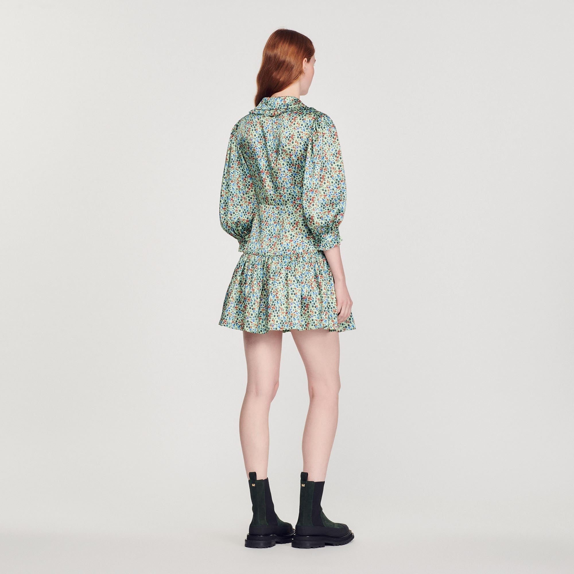 Robe Courte Fluide Imprimé Fleuri