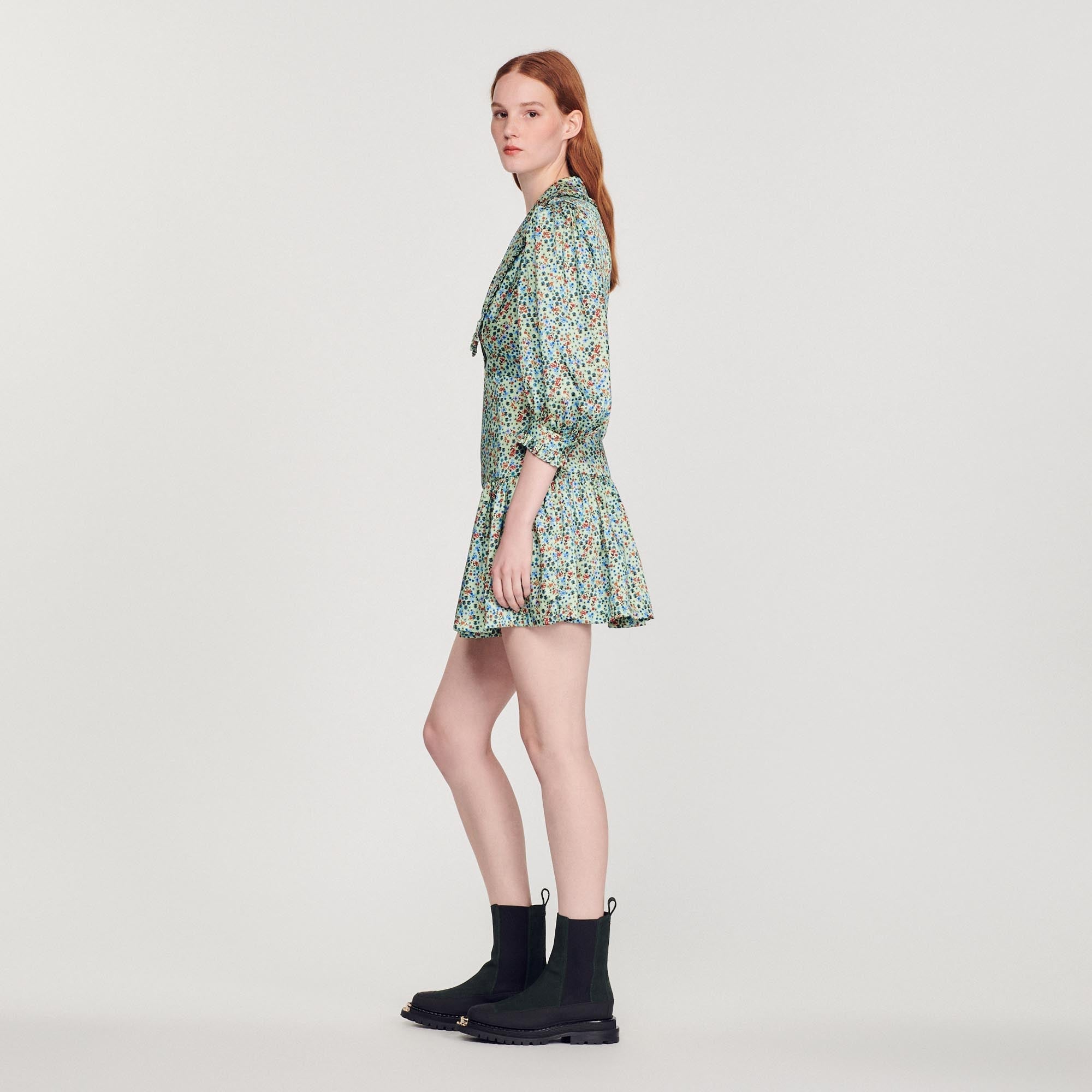 Robe Courte Fluide Imprimé Fleuri