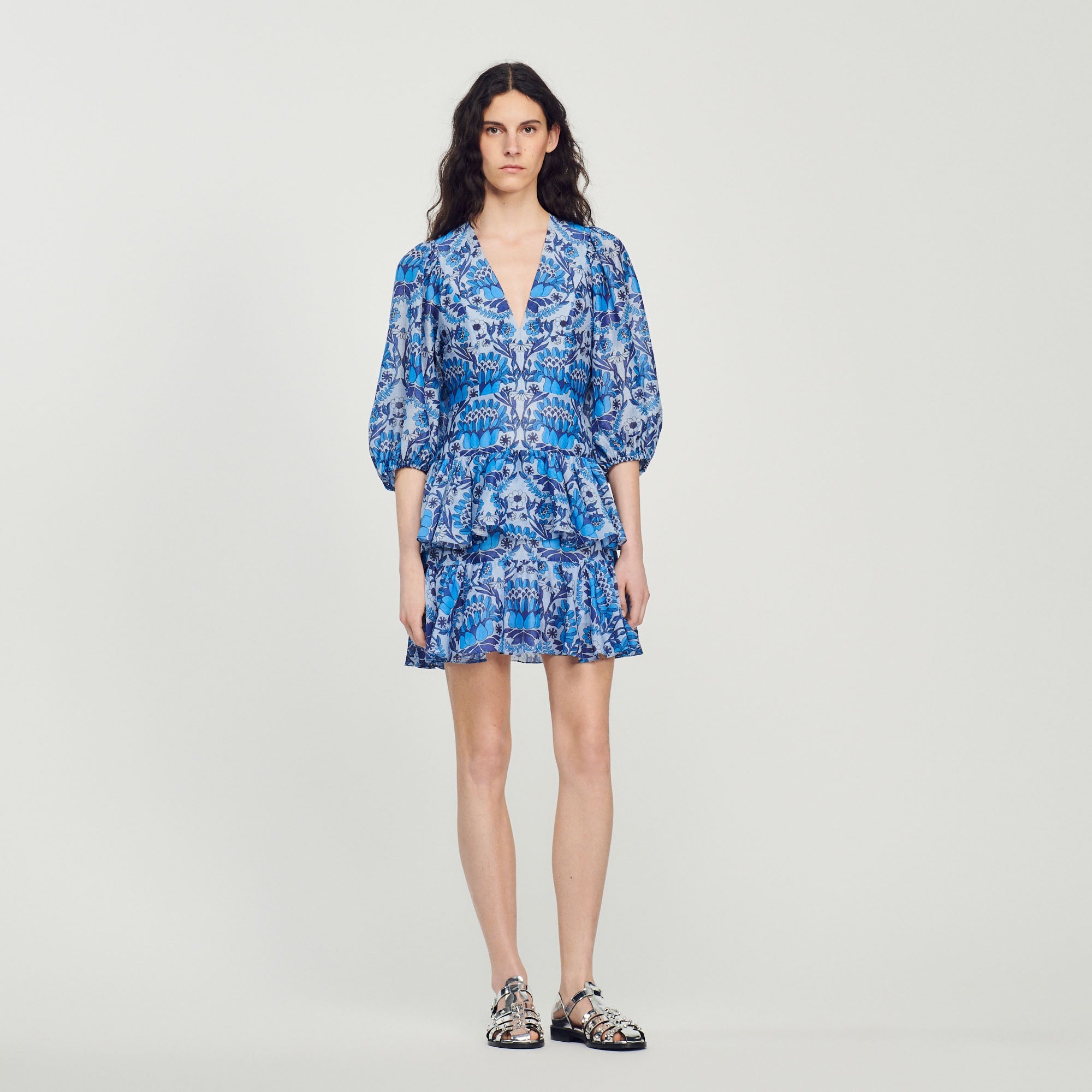 Short Dress with Scarf Print