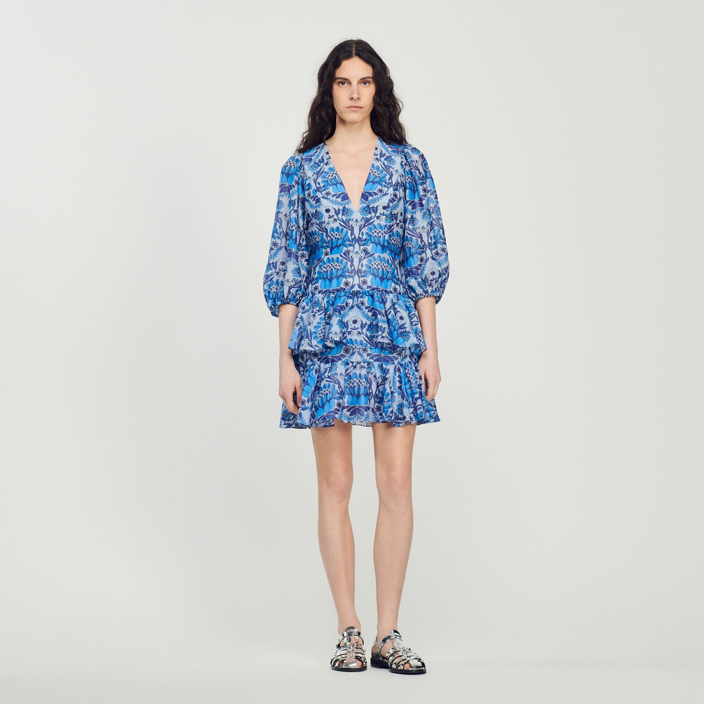 Short Dress with Scarf Print