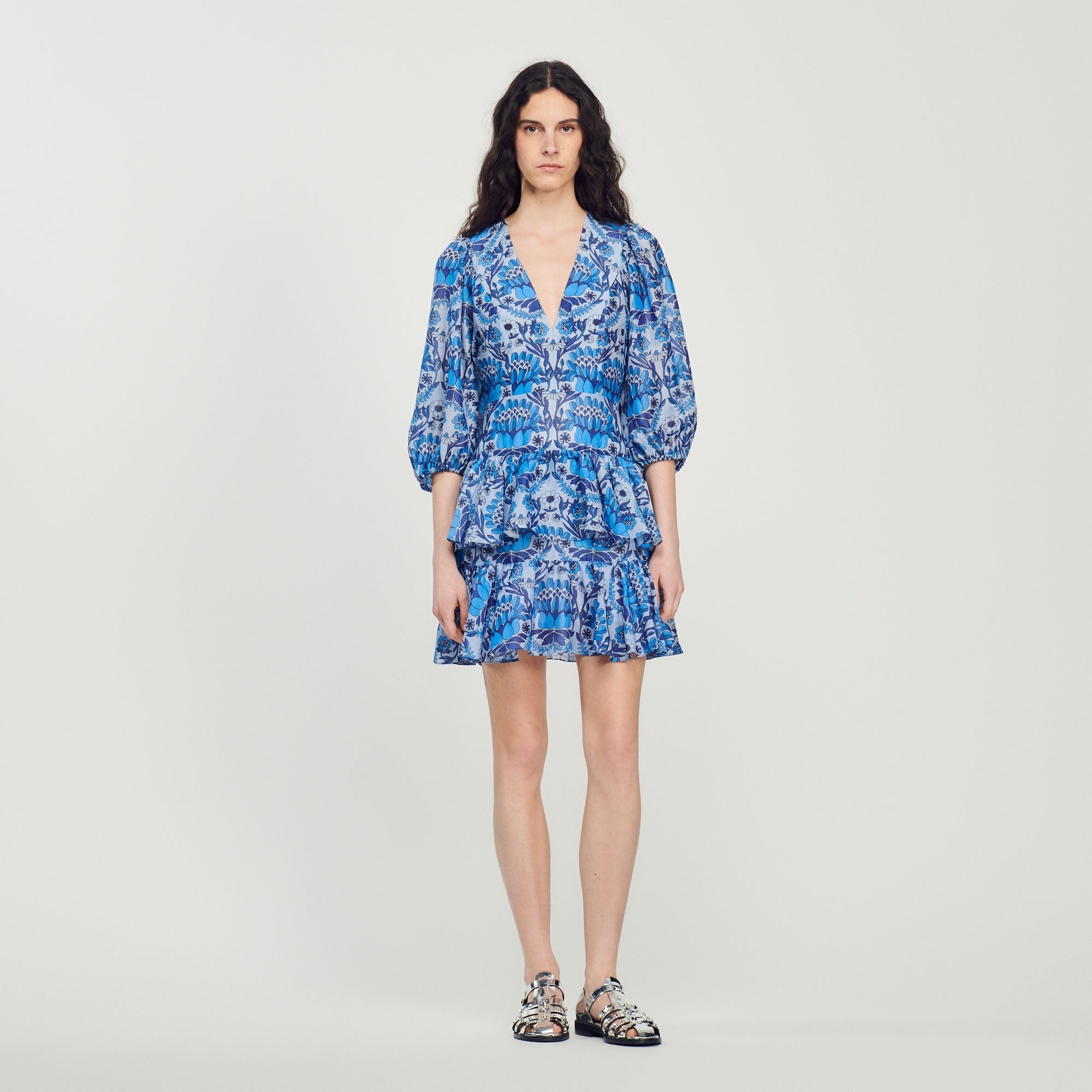 Short Dress with Scarf Print