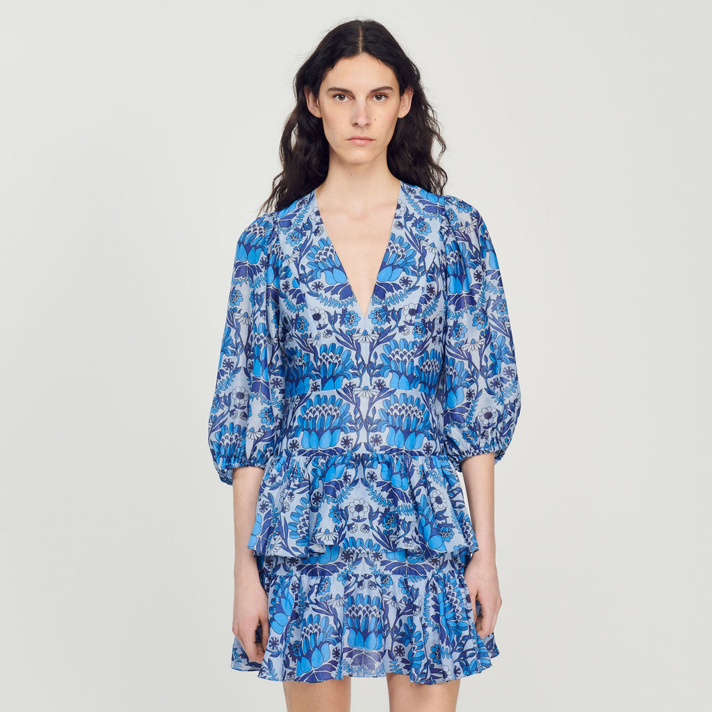 Short Dress with Scarf Print