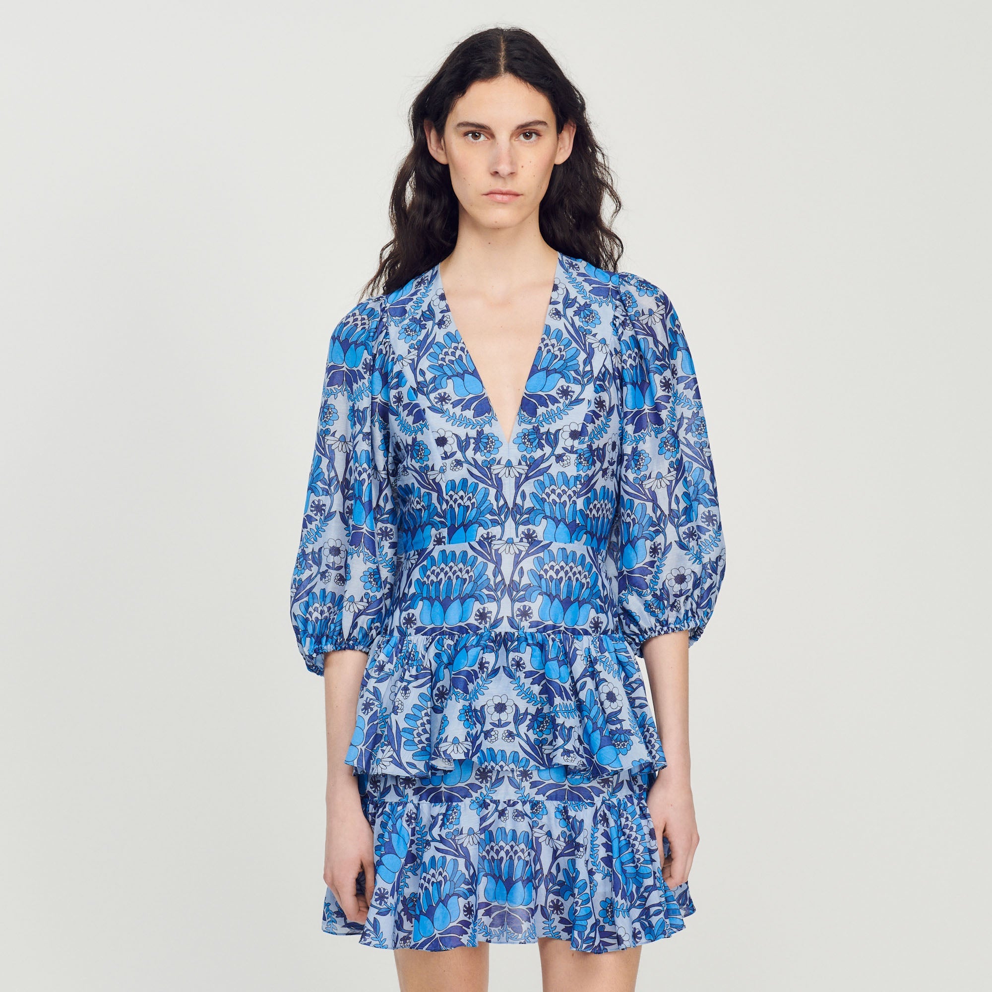 Short Dress with Scarf Print