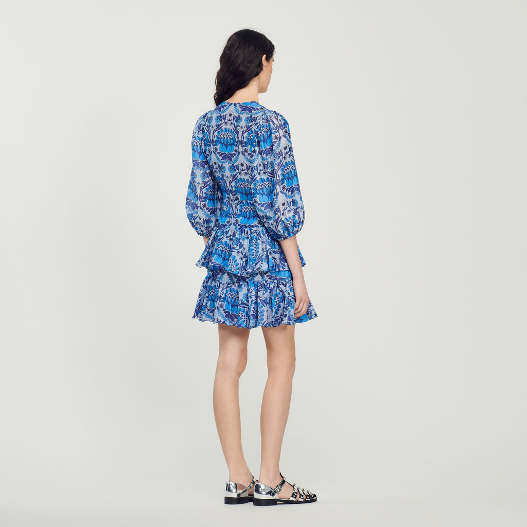 Short Dress with Scarf Print