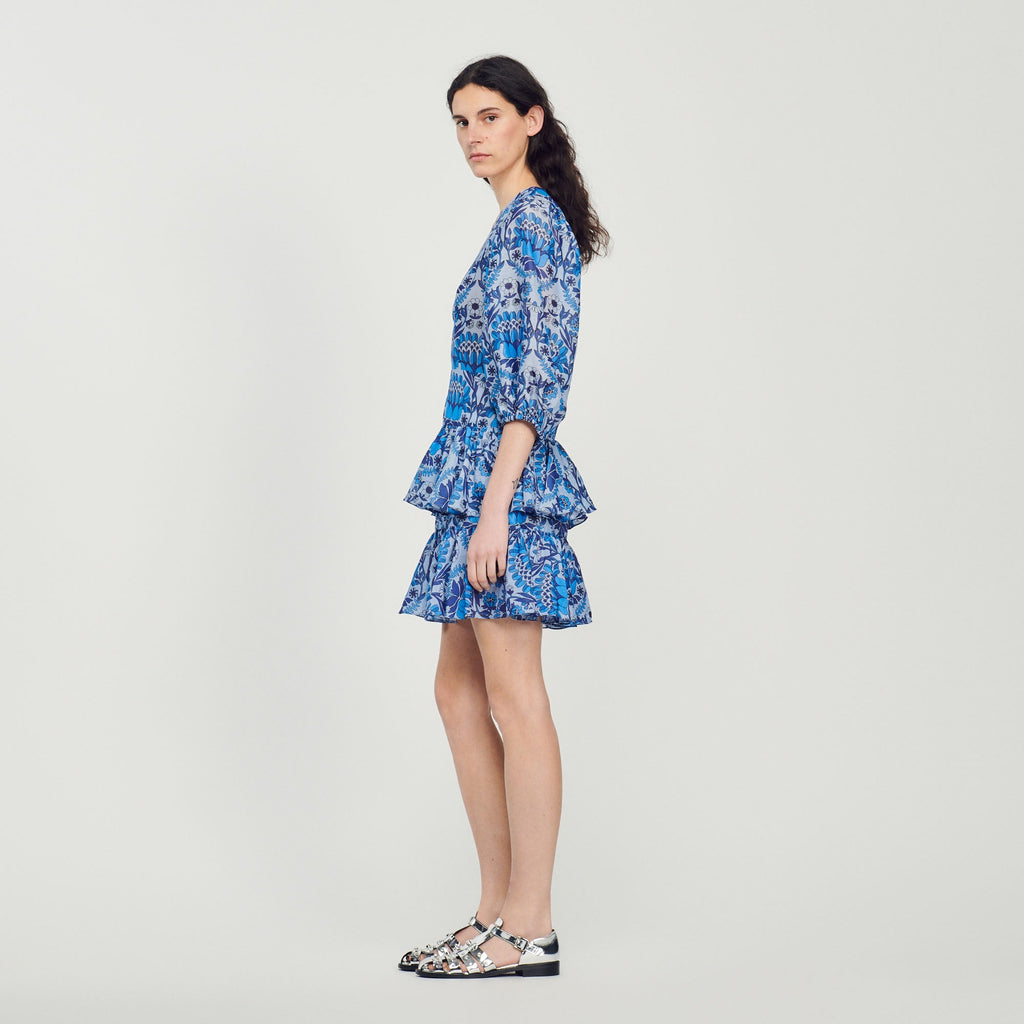 Short Dress with Scarf Print