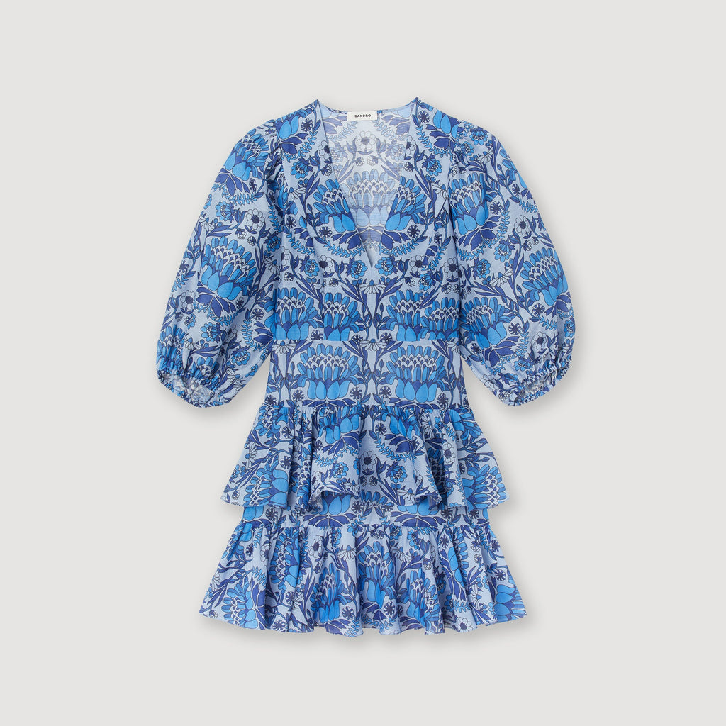 Short Dress with Scarf Print