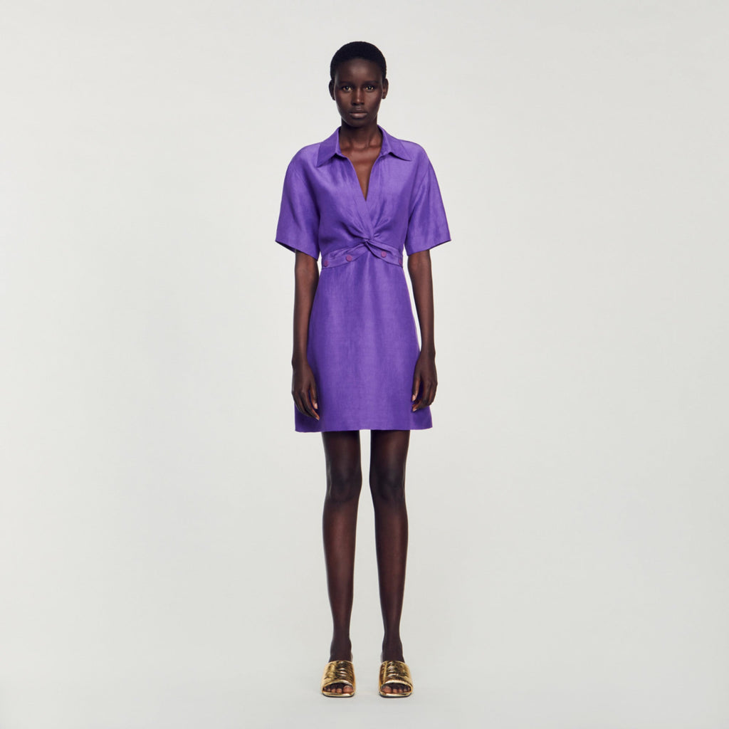 Vestido Corto Con Cuello Camisero