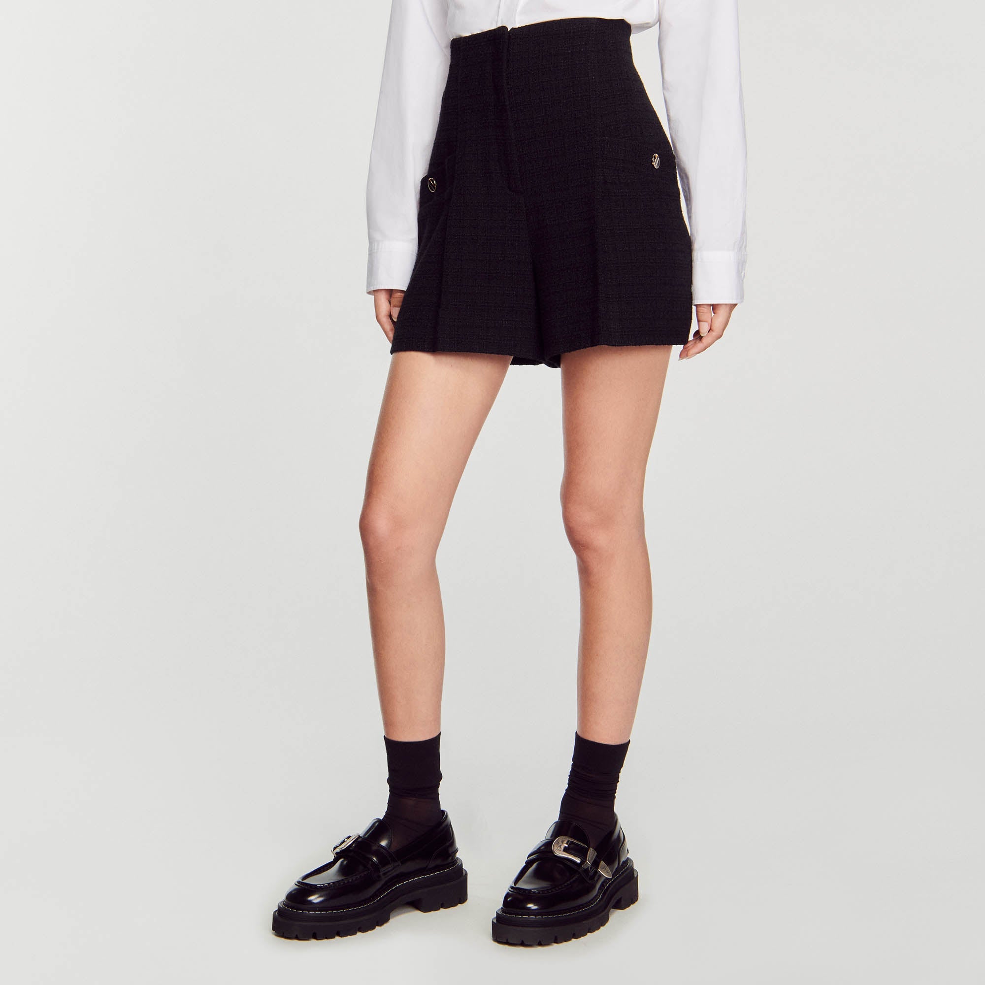 Short Taille Haute En Tweed