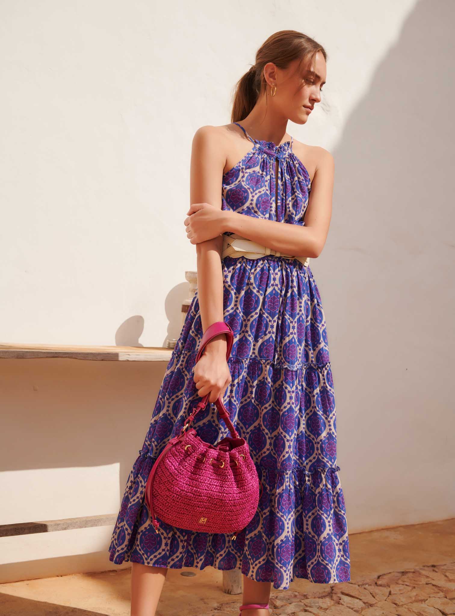 Sac Sauline Raphia - Fushia