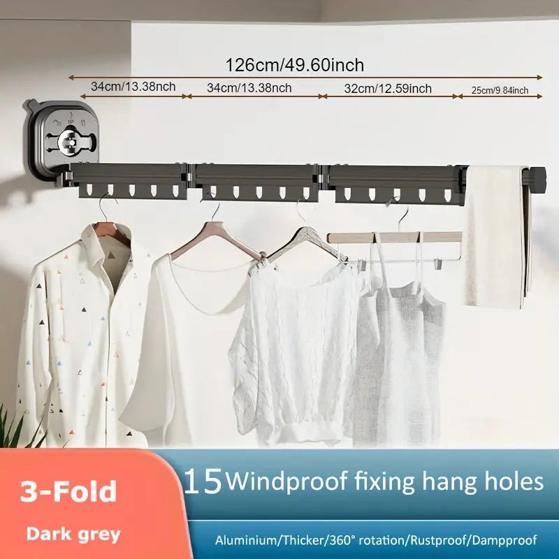 Python - Wall-Mounted Clothes Airer - Aluminium - Black