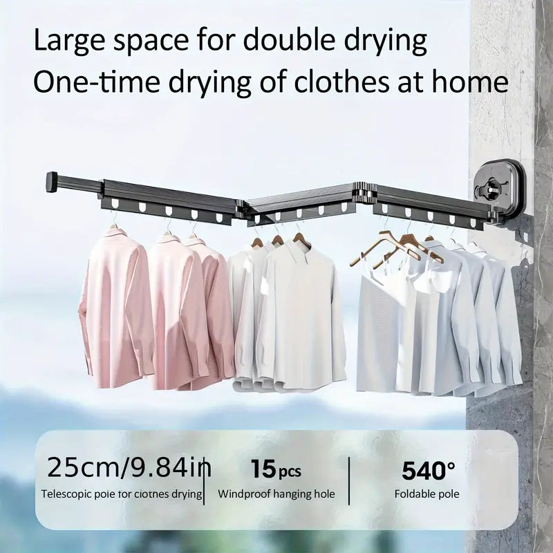 Python - Wall-Mounted Clothes Airer - Aluminium - Black