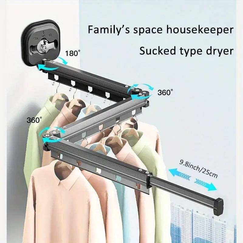 Python - Wall-Mounted Clothes Airer - Aluminium - Black