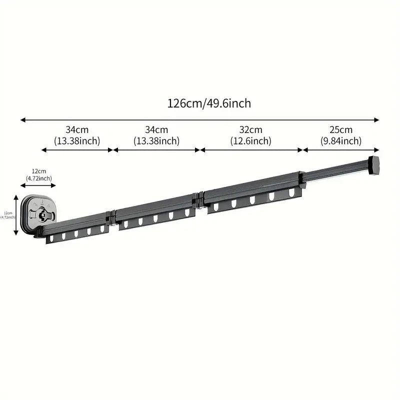 Python - Wall-Mounted Clothes Airer - Aluminium - Black