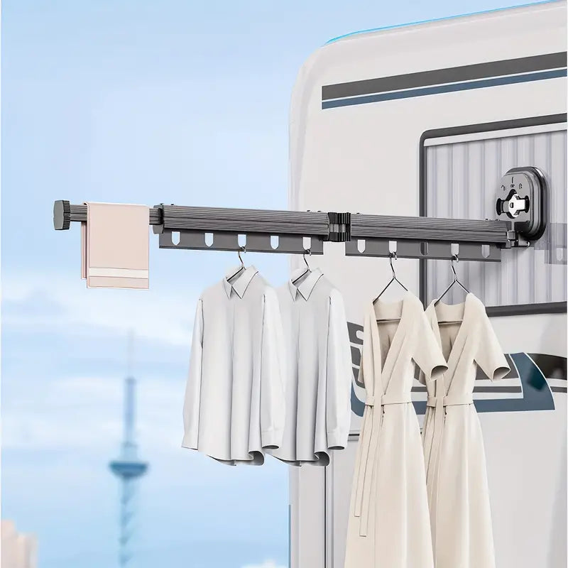 Python - Wall-Mounted Clothes Airer - Aluminium - Black