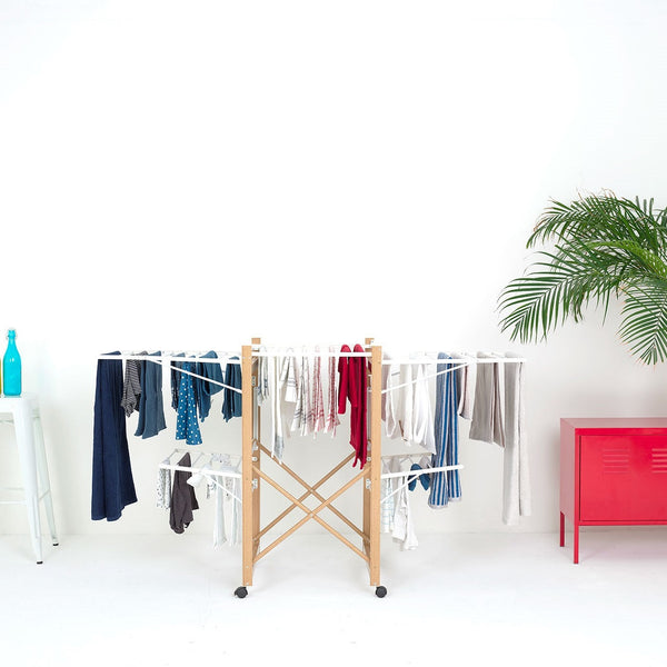 Laundry drying rack multifunction drying rack 28M USHUAIA Wood color large capacity