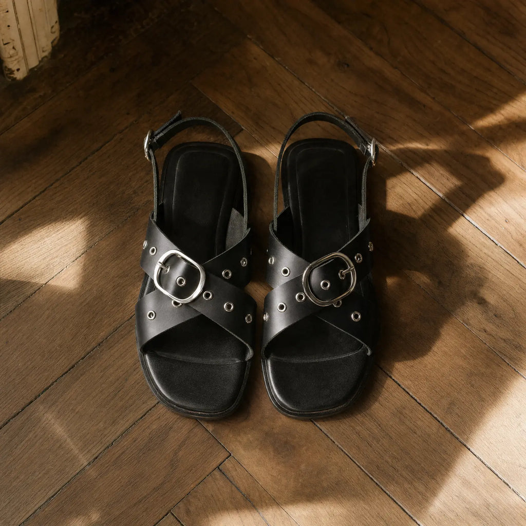 Sandalias Celeste - Negro