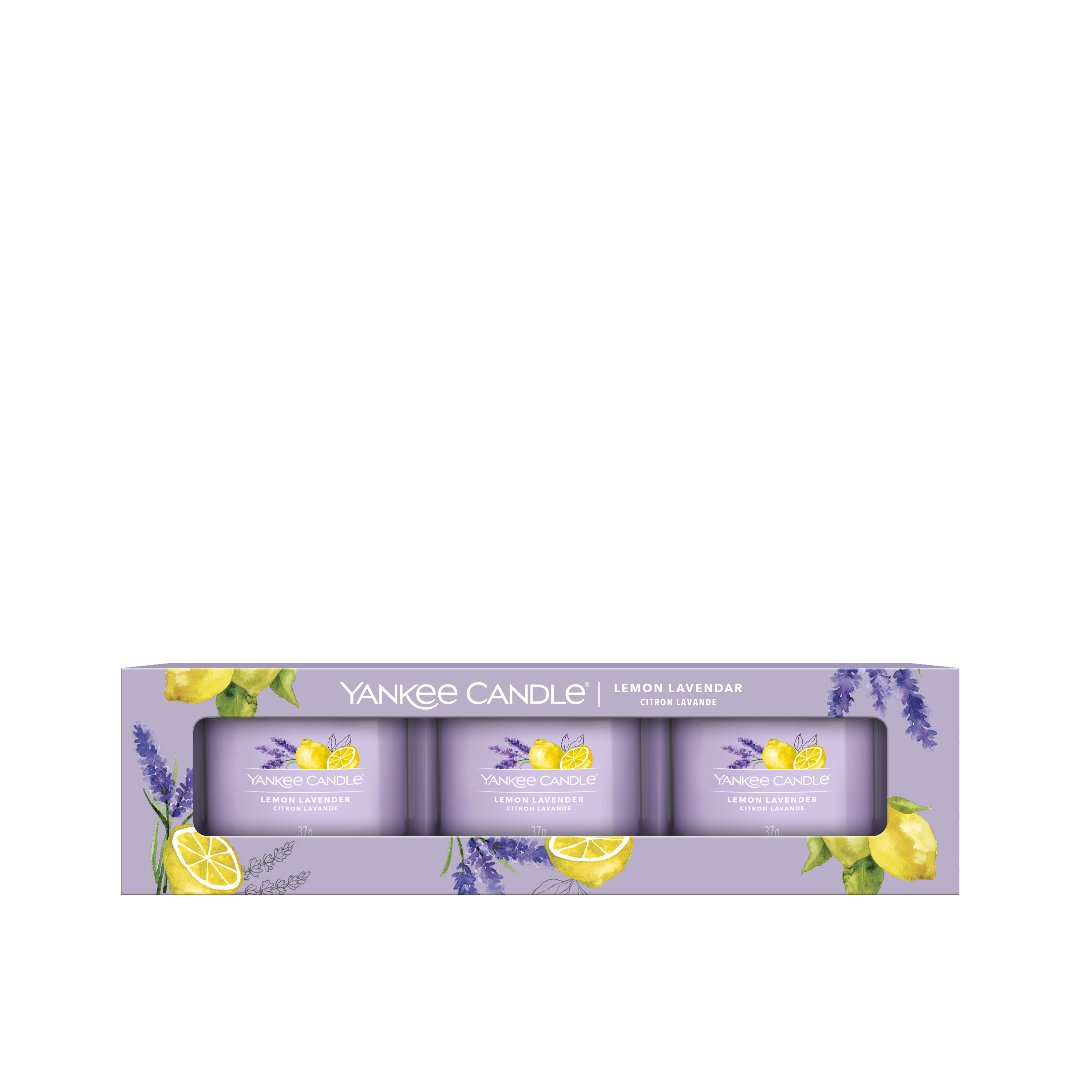 3 Bougies Votives En Verre - Citron Lavande