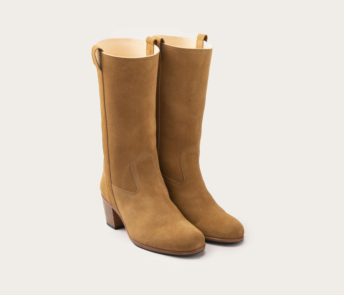 Bottes Simone - Velours Havane - Femme