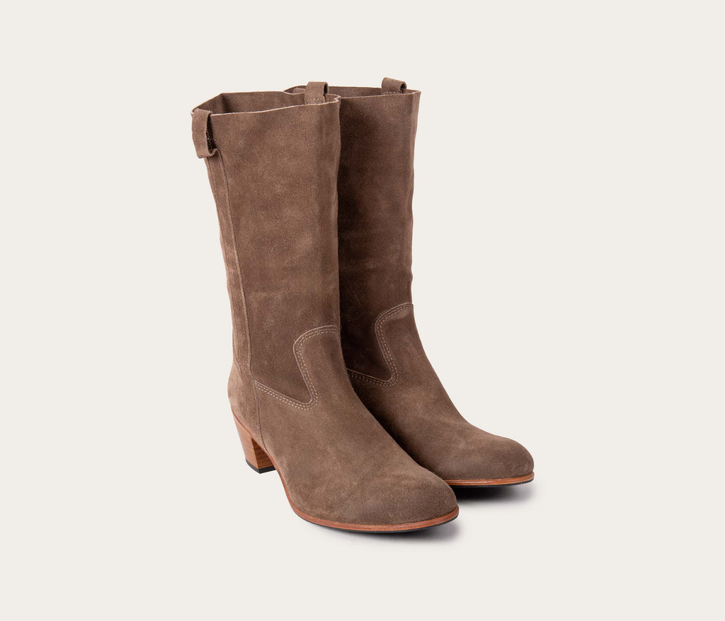 Bottes Simone - Velours Taupe - Femme