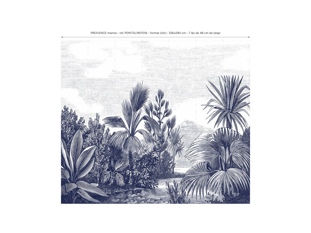 Panoramic Wallpaper - Provence - Navy