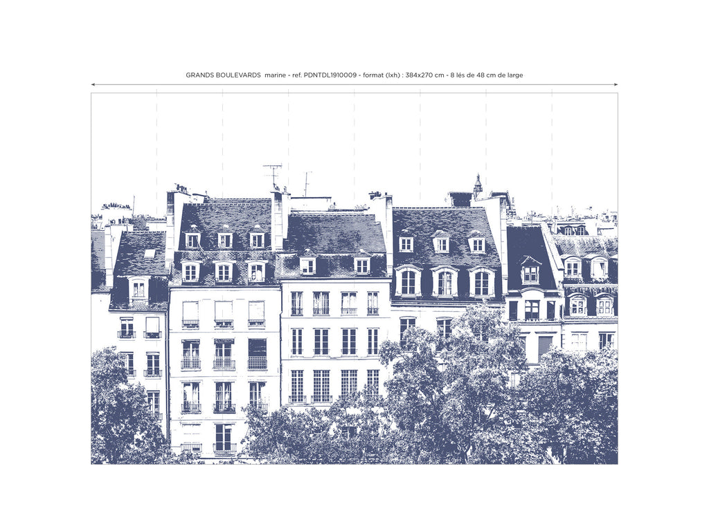 Papel pintado panorámico Grands Boulevards - Azul marino