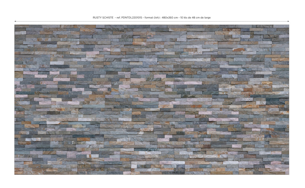 Rusty Schist Panoramic Wallpaper - Gray