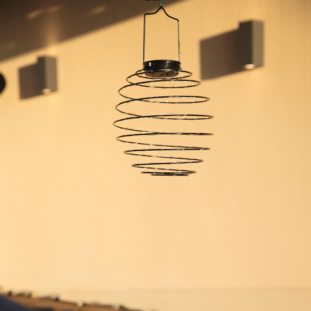 Lámpara colgante solar de metal en espiral micro LED blanco cálido ORION H37cm - REDDECO.com