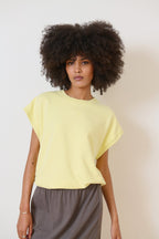 Sudadera amarillo claro sin mangas, cuello redondo, corte ligeramente oversize, comodidad óptima Garance Paris