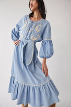 Lesly Long Denim Dress - Denim