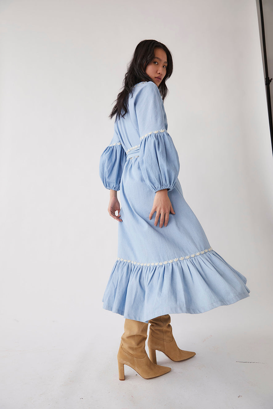 Lesly Long Denim Dress - Denim