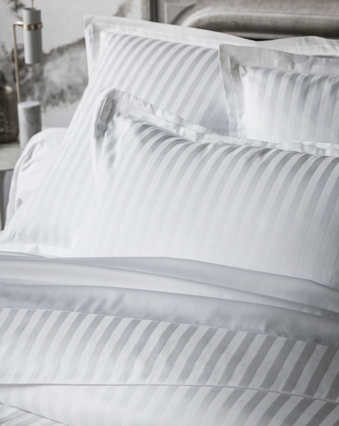 Satén Liso Jacquard - Funda de Almohada - Blanco