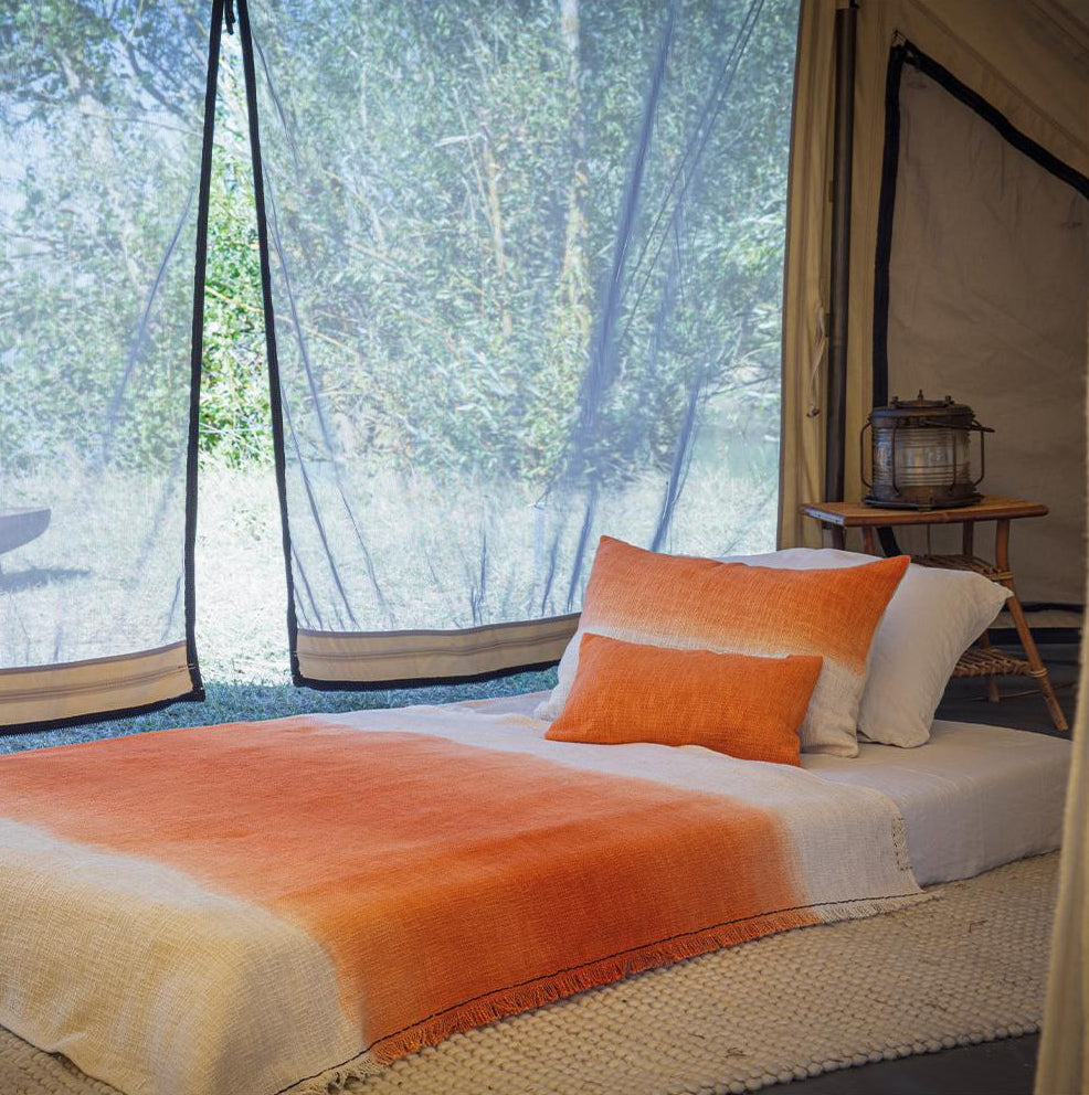 Plaid En Coton Flammé Tandem - Mandarine