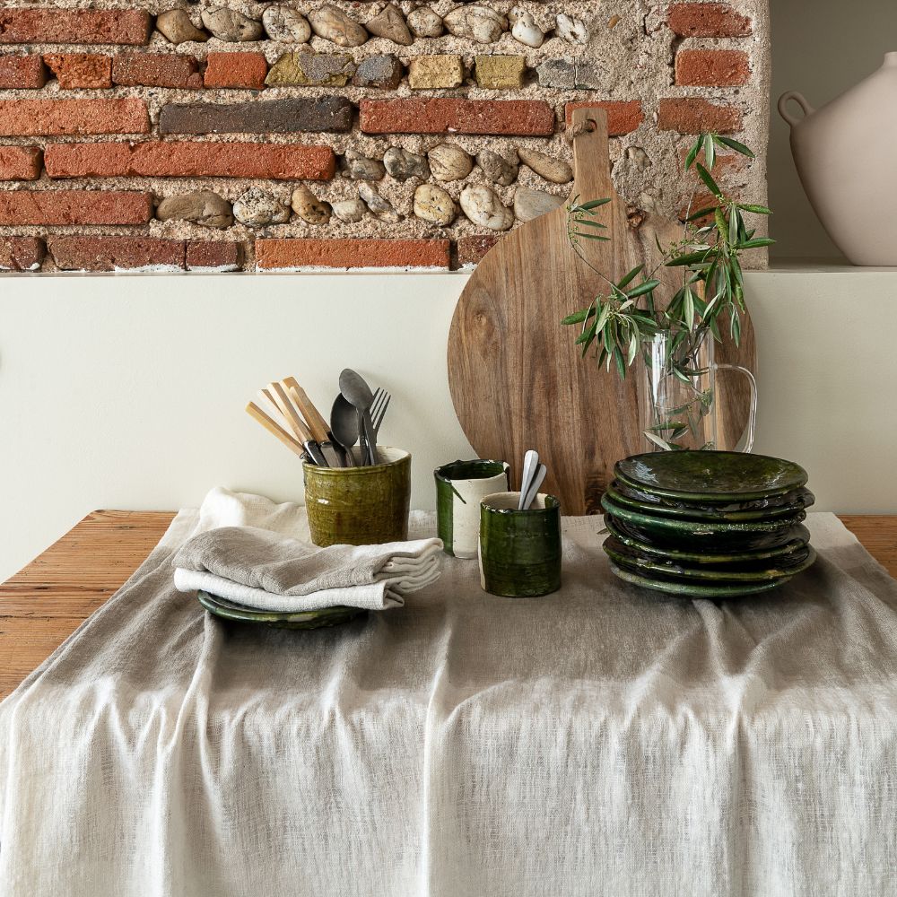 Tandori Cotton Tablecloth - Cement