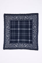 BANDANA/SZKOCKA KRATA/GRANATOWY DENIM BIAŁY-K-54*54CM