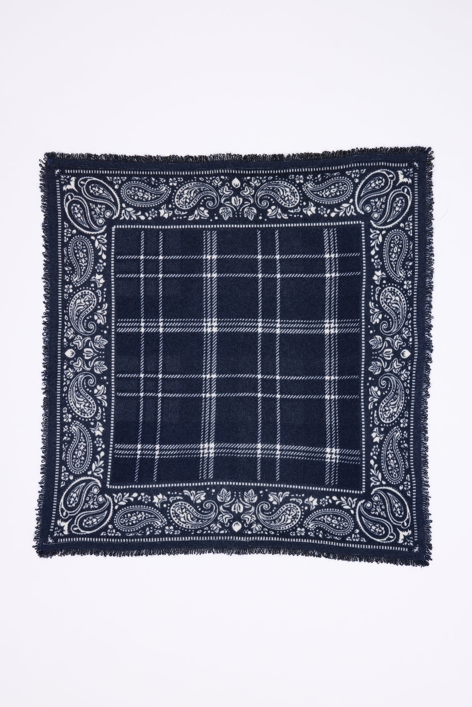 BANDANA/SZKOCKA KRATA/GRANATOWY DENIM BIAŁY-K-54*54CM