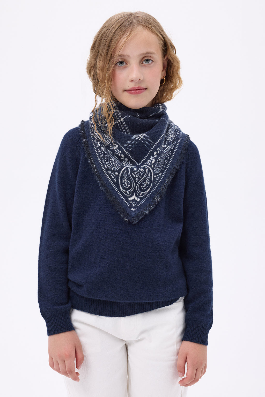 Mała bandana w kratę tartan – Granatowy – Dziecko