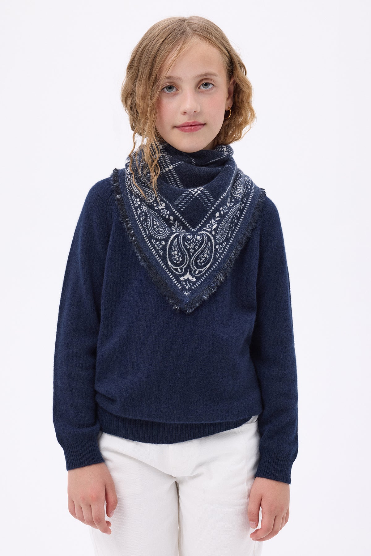 Mała bandana w kratę tartan – Granatowy – Dziecko