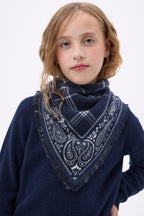 Mała bandana w kratę tartan – Granatowy – Dziecko