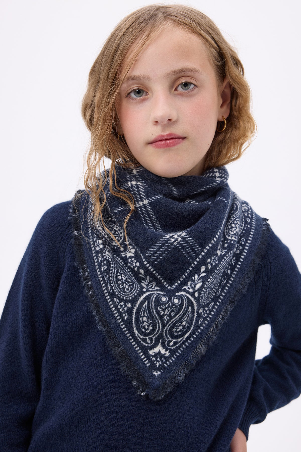 Mała bandana w kratę tartan – Granatowy – Dziecko