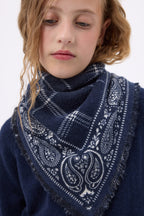 Mała bandana w kratę tartan – Granatowy – Dziecko