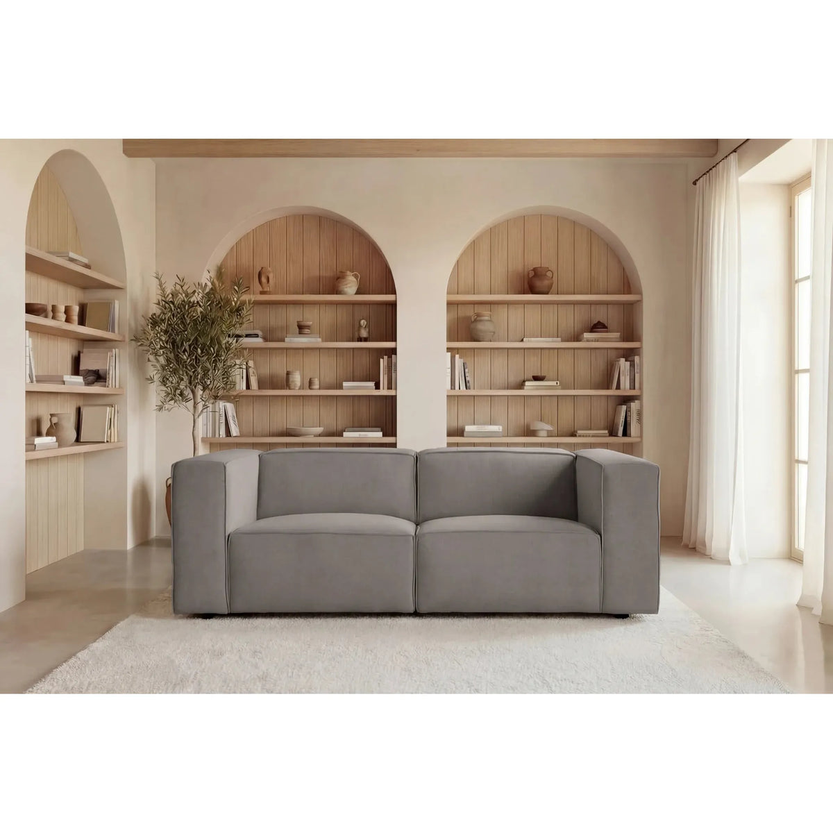 Mini Basil - Glat Stof - Lige Sofa