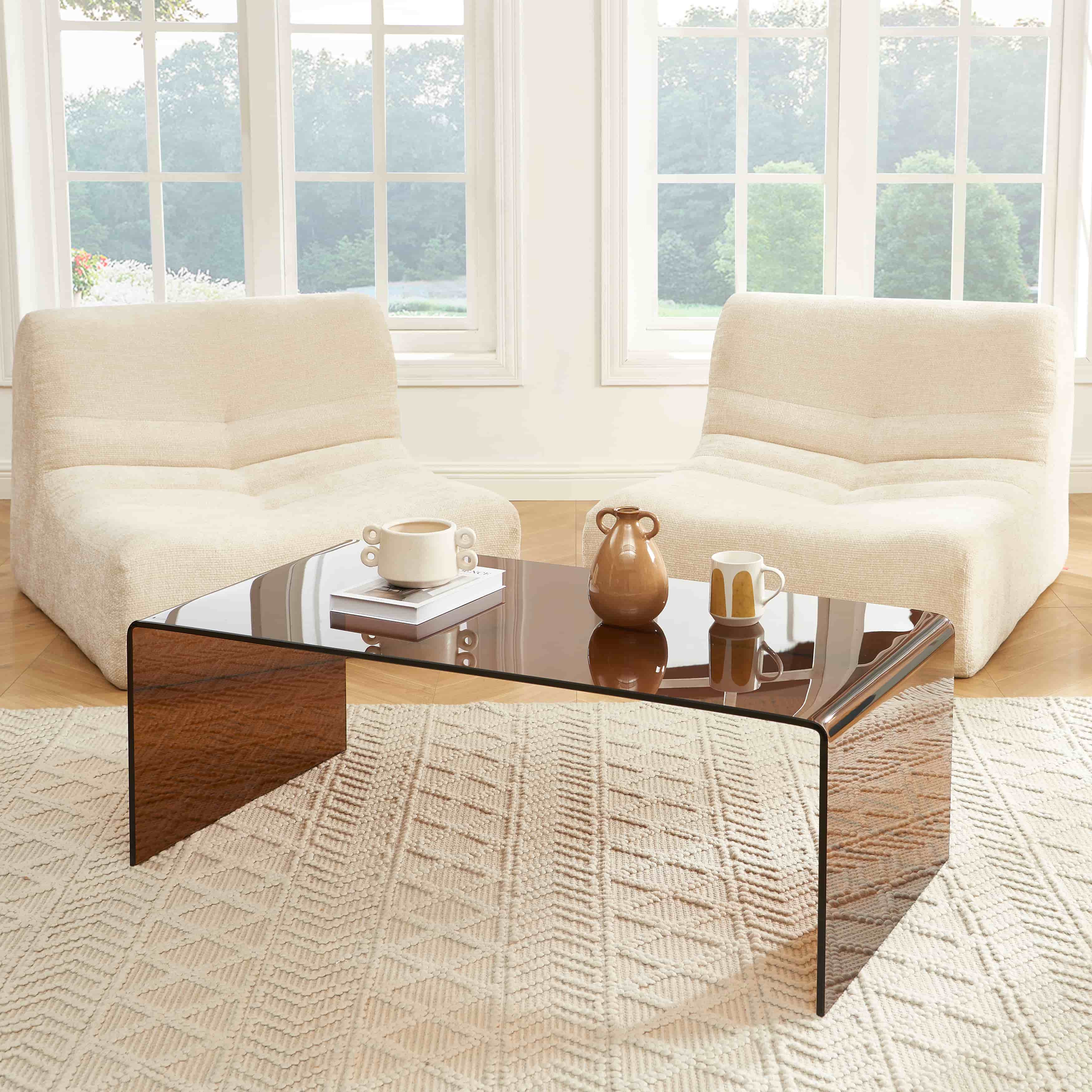 Ginza - Coffee Table - Tempered Glass - Amber