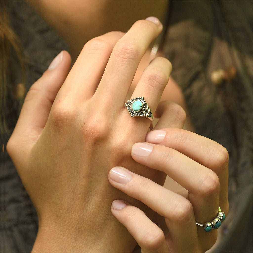 Junon Turquoise Ring 0.15 And Sterling Silver